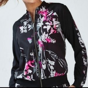 Fabletics lightweight bomber jacket, floral. size small.